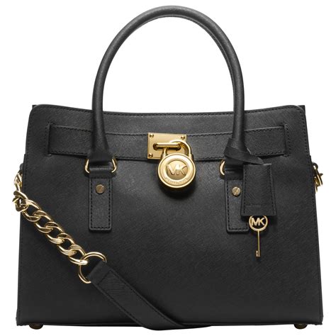 michael kors black designer bag leather|Michael Kors black hand bag.